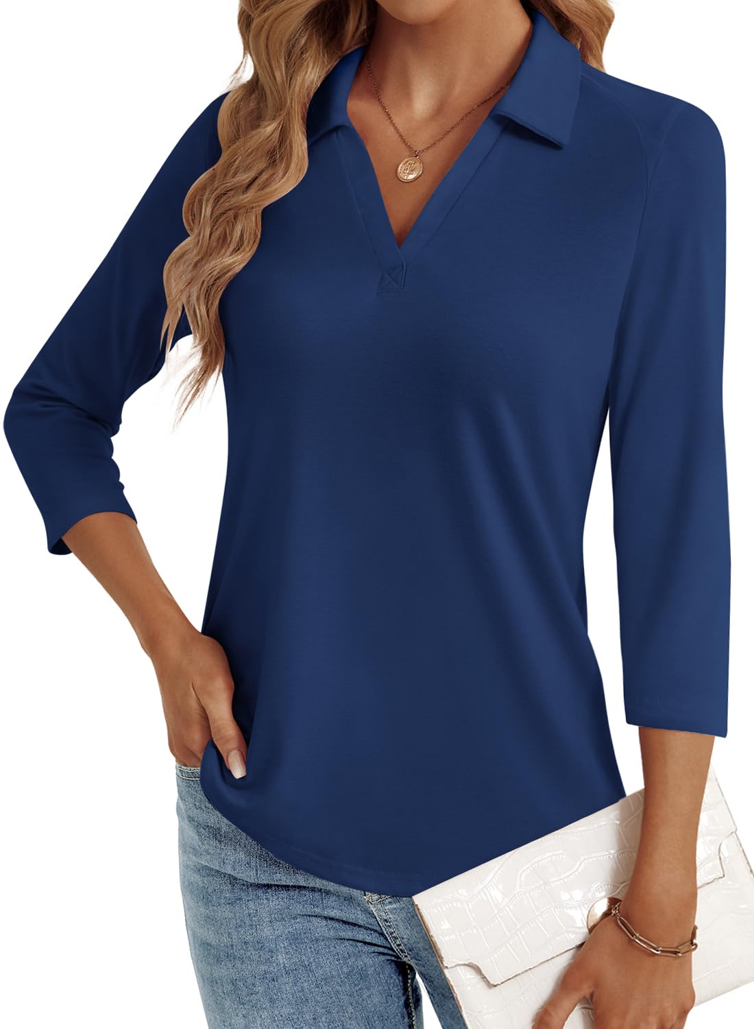 LYHIPSS 3/4 Length Sleeve Womens Tops Dressy Casual Business Blouses