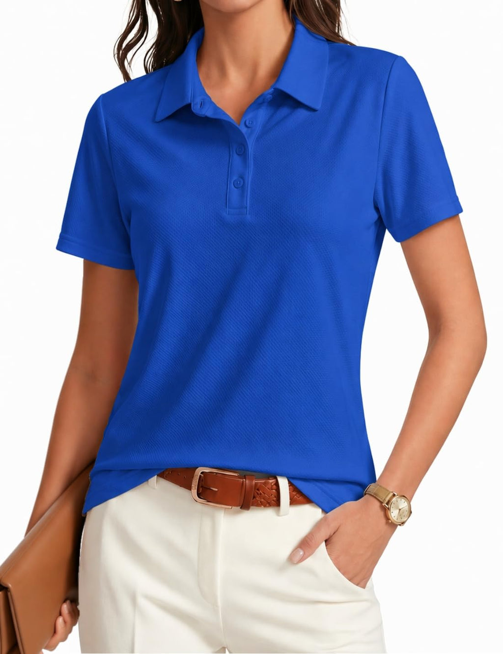 PINSPARK Womens Golf Shirt 4-Button UPF 50+ Quick Dry Collared Polo Shirts