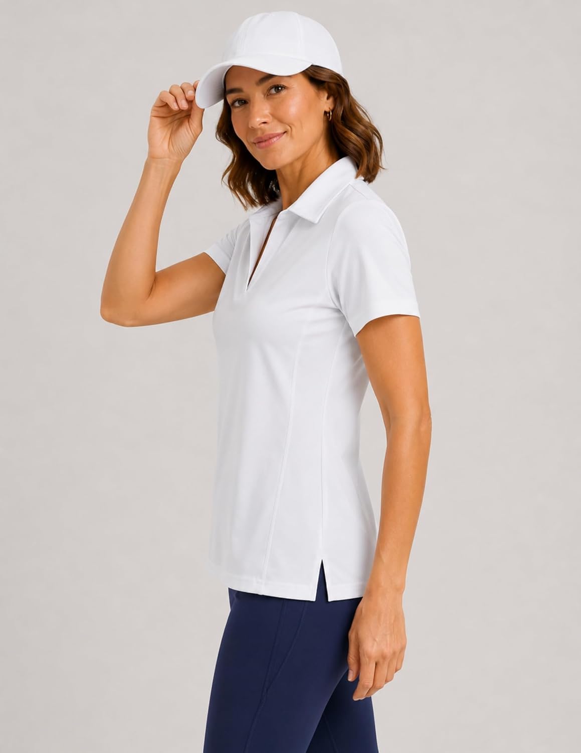 3 Pack Women's Dry Fit V-Neck Polo Shirts