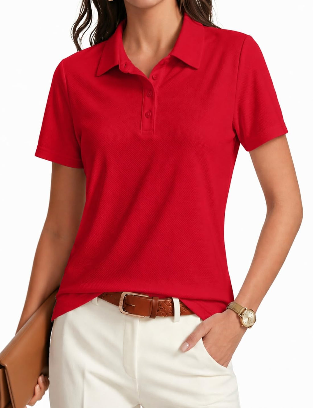 PINSPARK Womens Golf Shirt 4-Button UPF 50+ Quick Dry Collared Polo Shirts