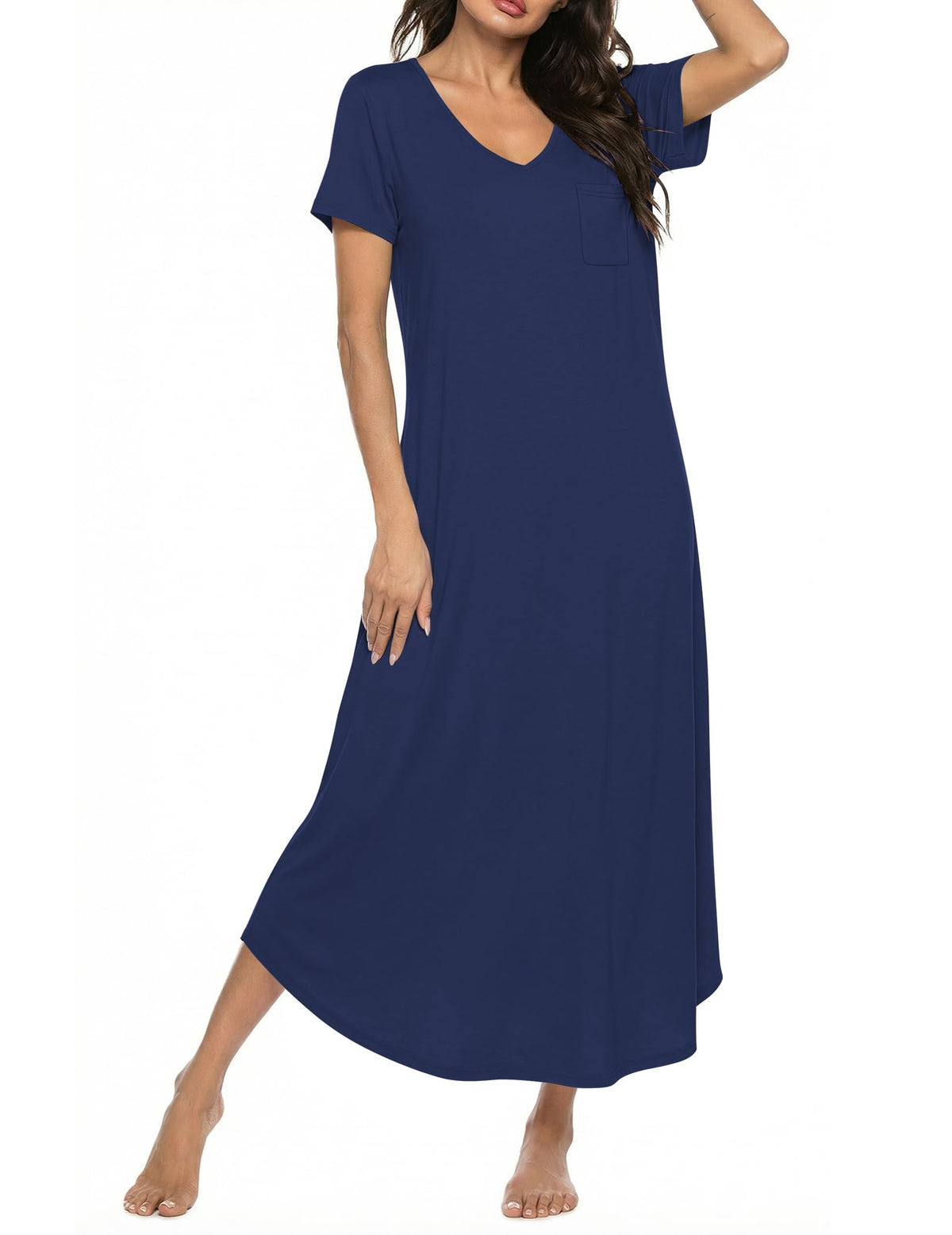 Ekouaer Long Nightgowns for Women Bamboo Viscose Short Sleeve Sleepshirt