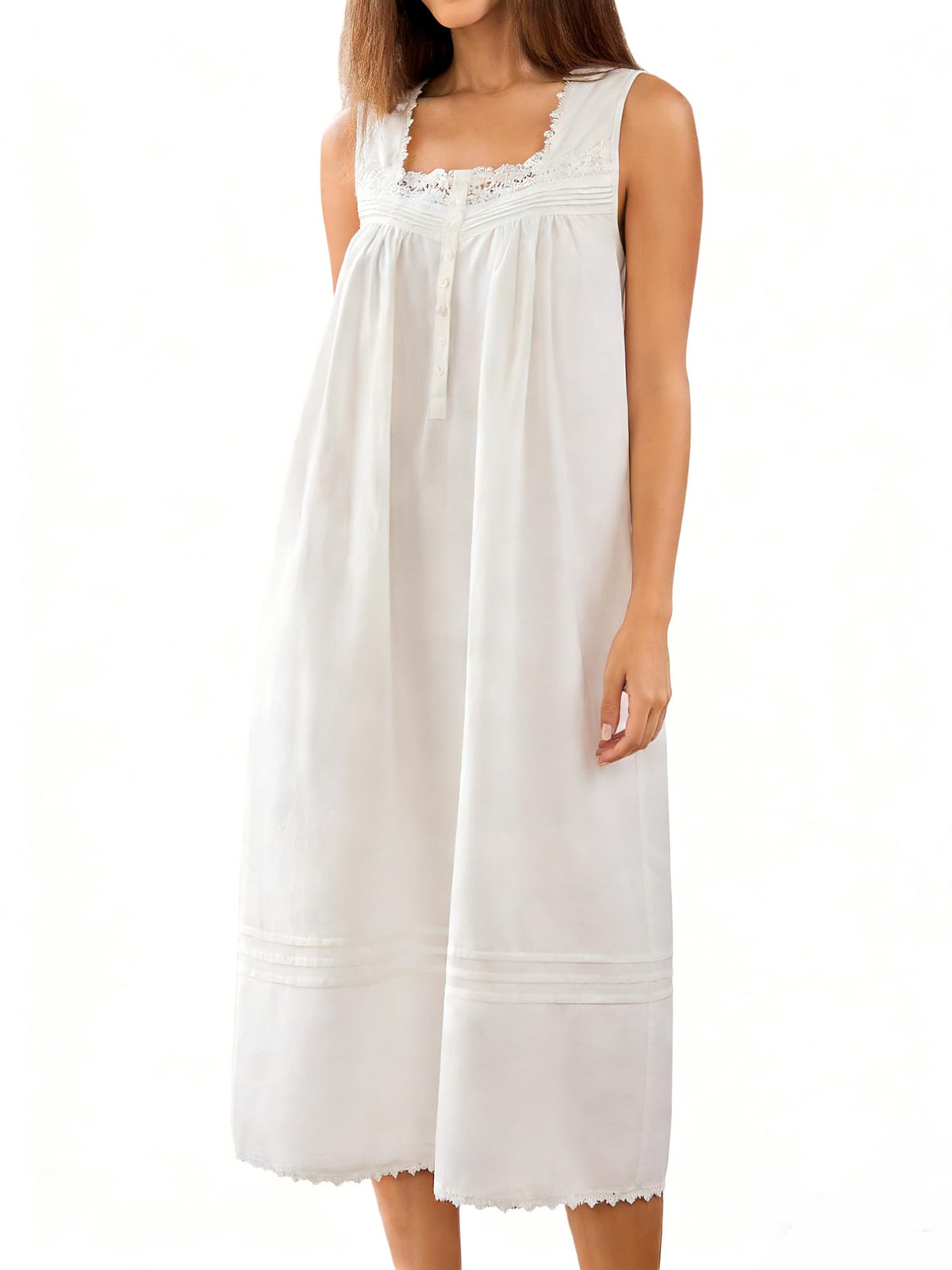 100% Cotton Nightgowns for Women Sleeveless Night Gown with Pockets,XS-5XL