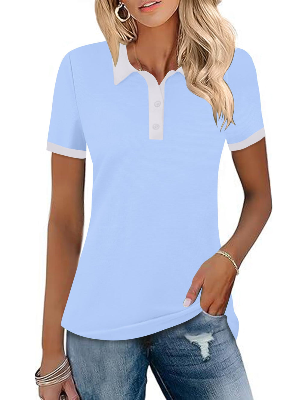 LOMON Womens Golf Polo Shirts Short Sleeve Collared Tops Tennis Activewear
