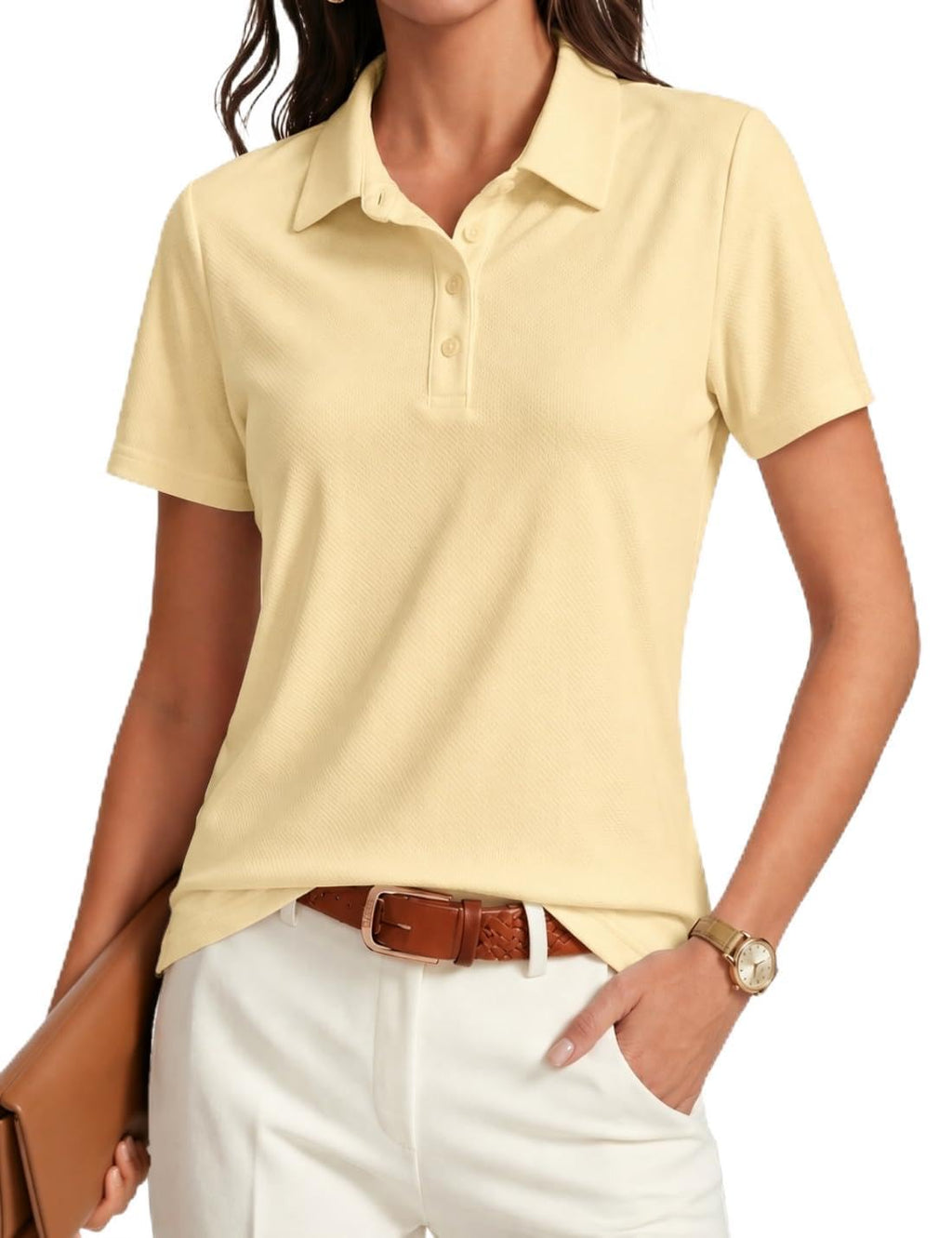 PINSPARK Womens Golf Shirt 4-Button UPF 50+ Quick Dry Collared Polo Shirts