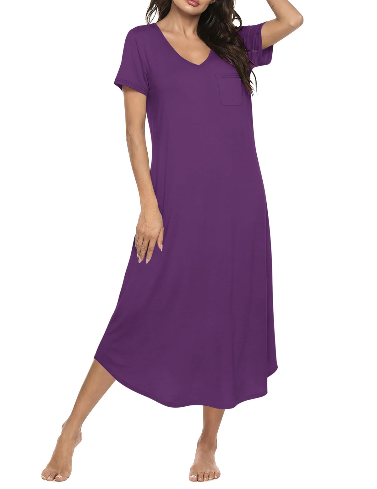 Ekouaer Long Nightgowns for Women Bamboo Viscose Short Sleeve Sleepshirt