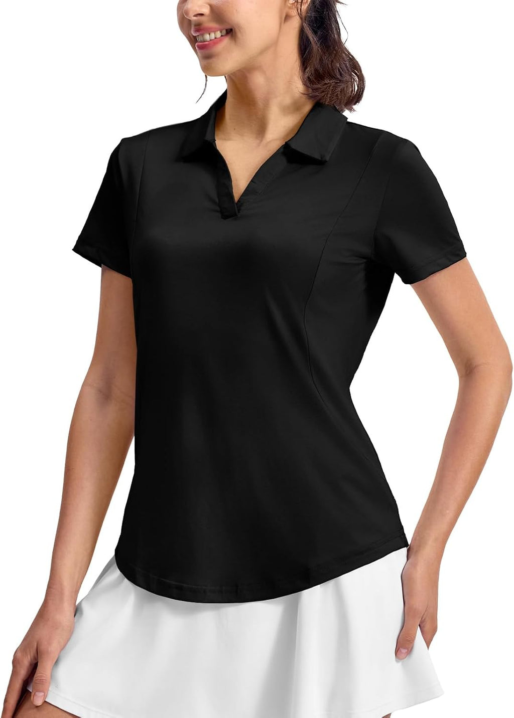 Rdruko Women's Golf Shirts Short Sleeve Dry Fit Polo V Neck Collared Shirts