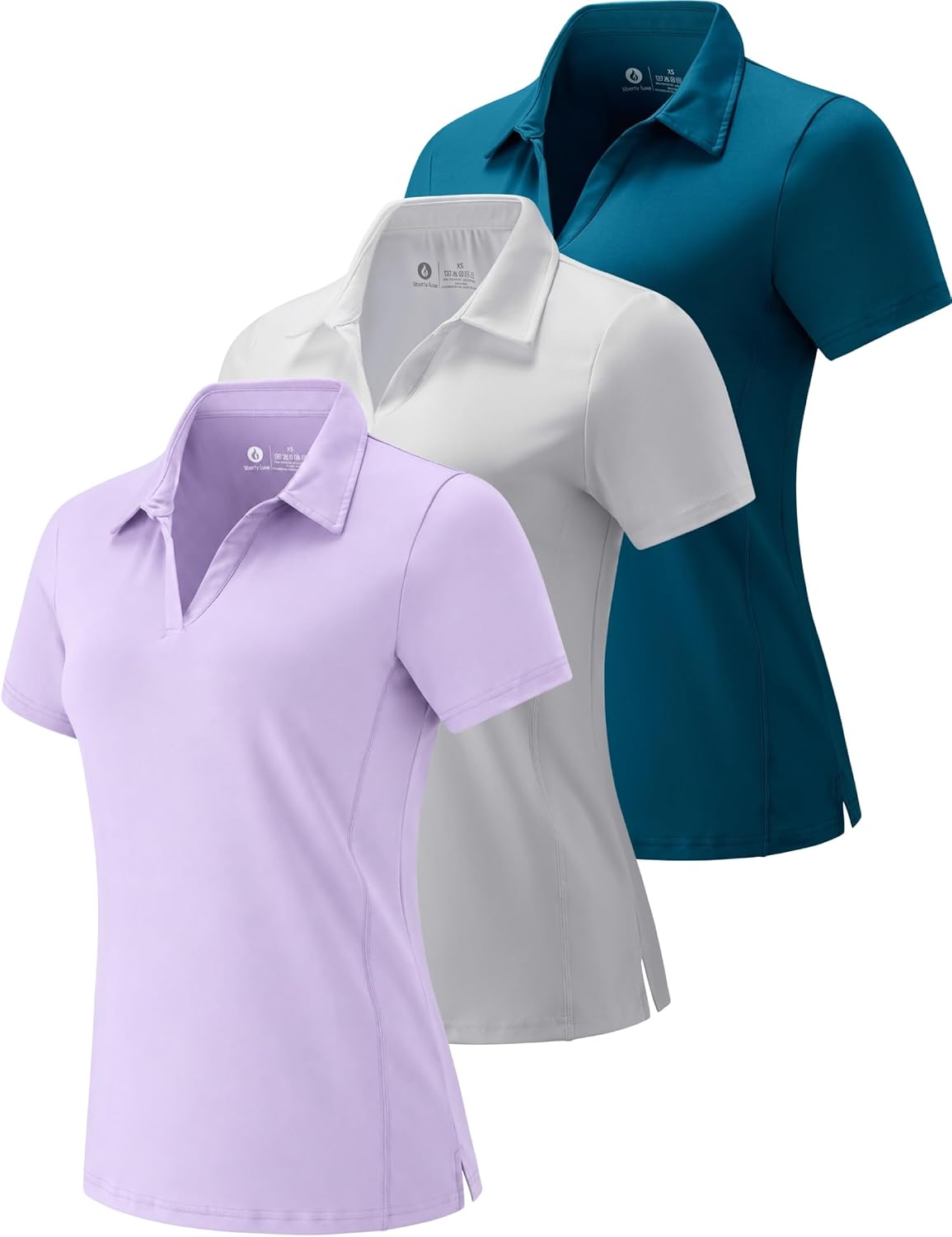 3 Pack Women's Dry Fit V-Neck Polo Shirts