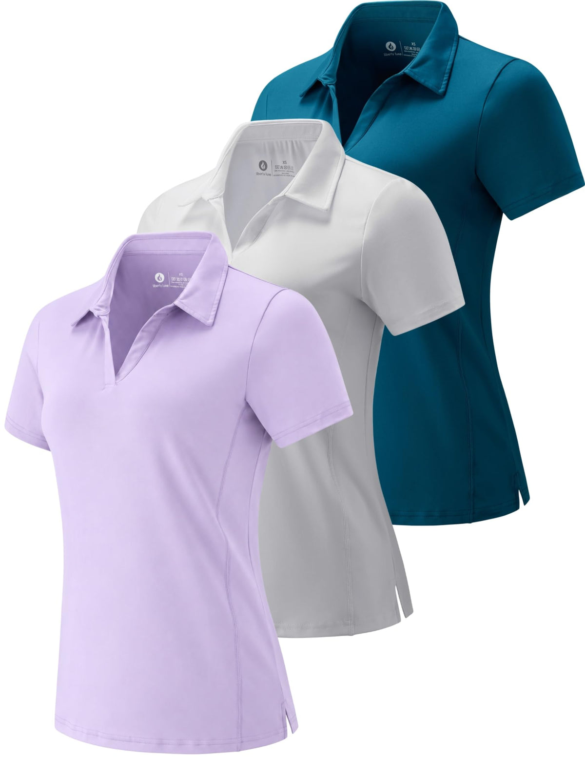 3 Pack Women's Dry Fit V-Neck Polo Shirts