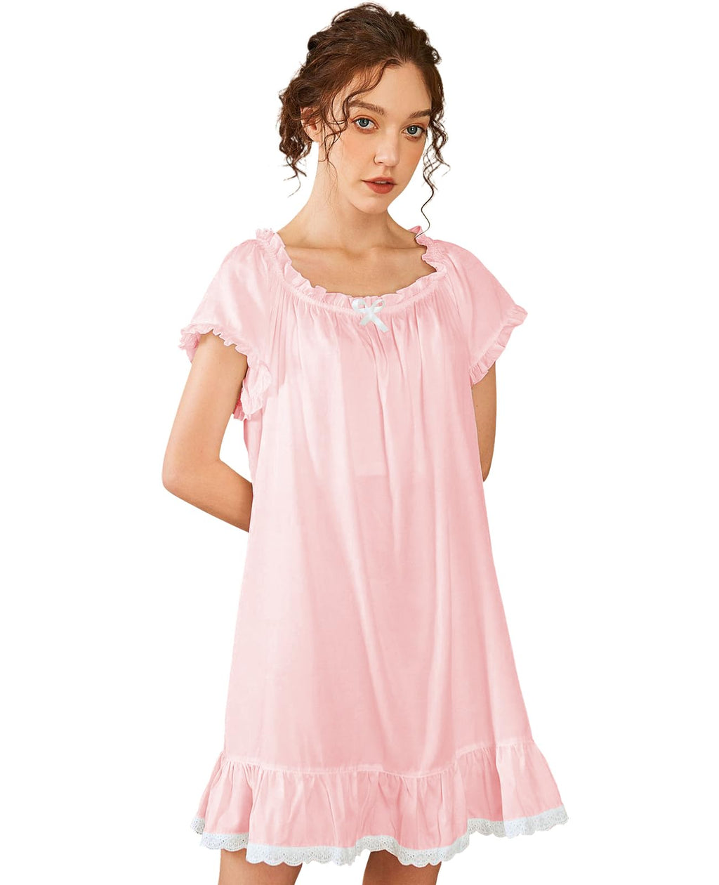 Nanxson Women's Cotton Nightgown Short Sleeve Sleepwear Vintage Nightshirt