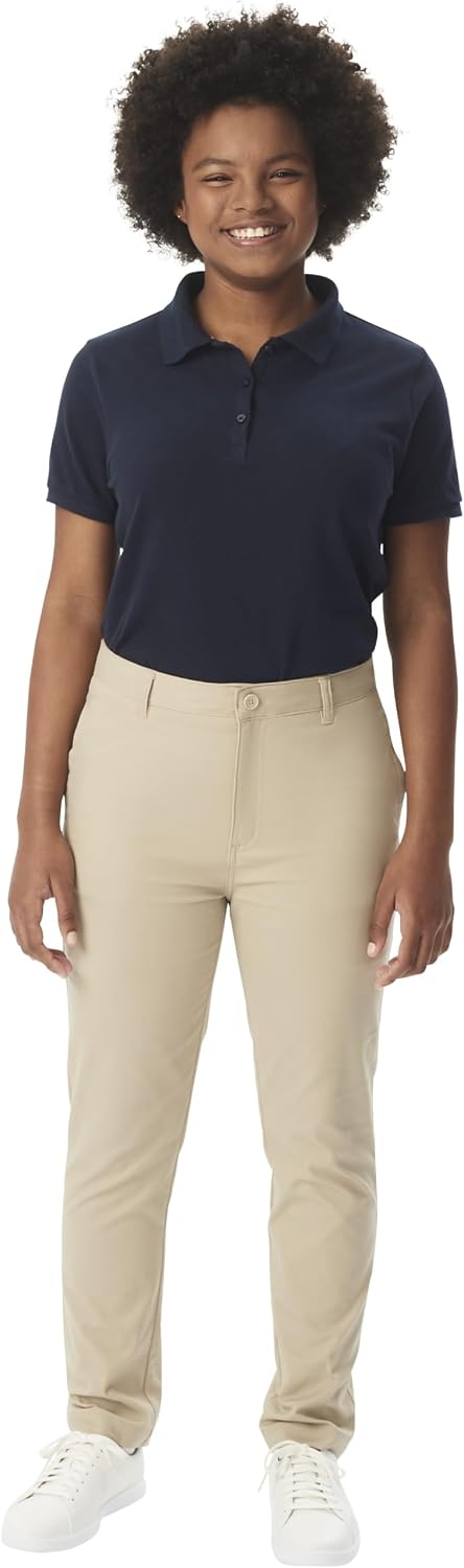 French Toast Women's Juniors' Short Sleeve Stretch Pique Polo Shirt