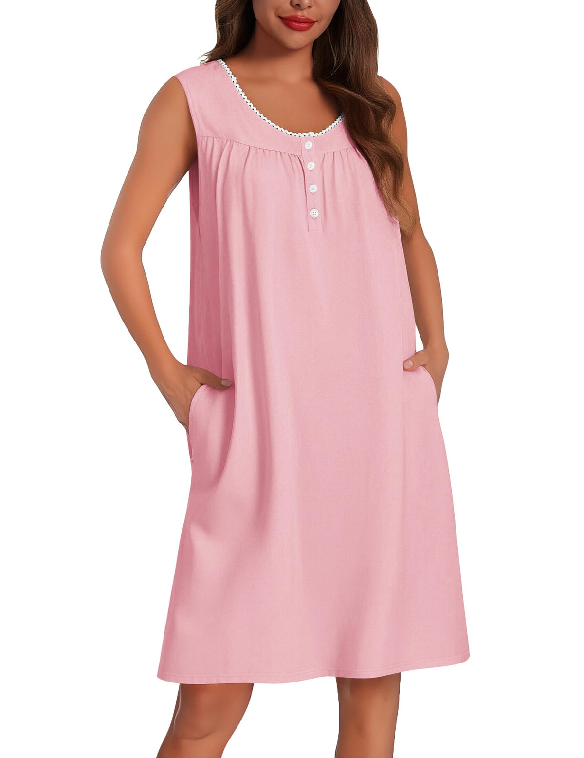 Ekouaer Cotton Nightgowns for Women Tank Sleeveless Night Gowns