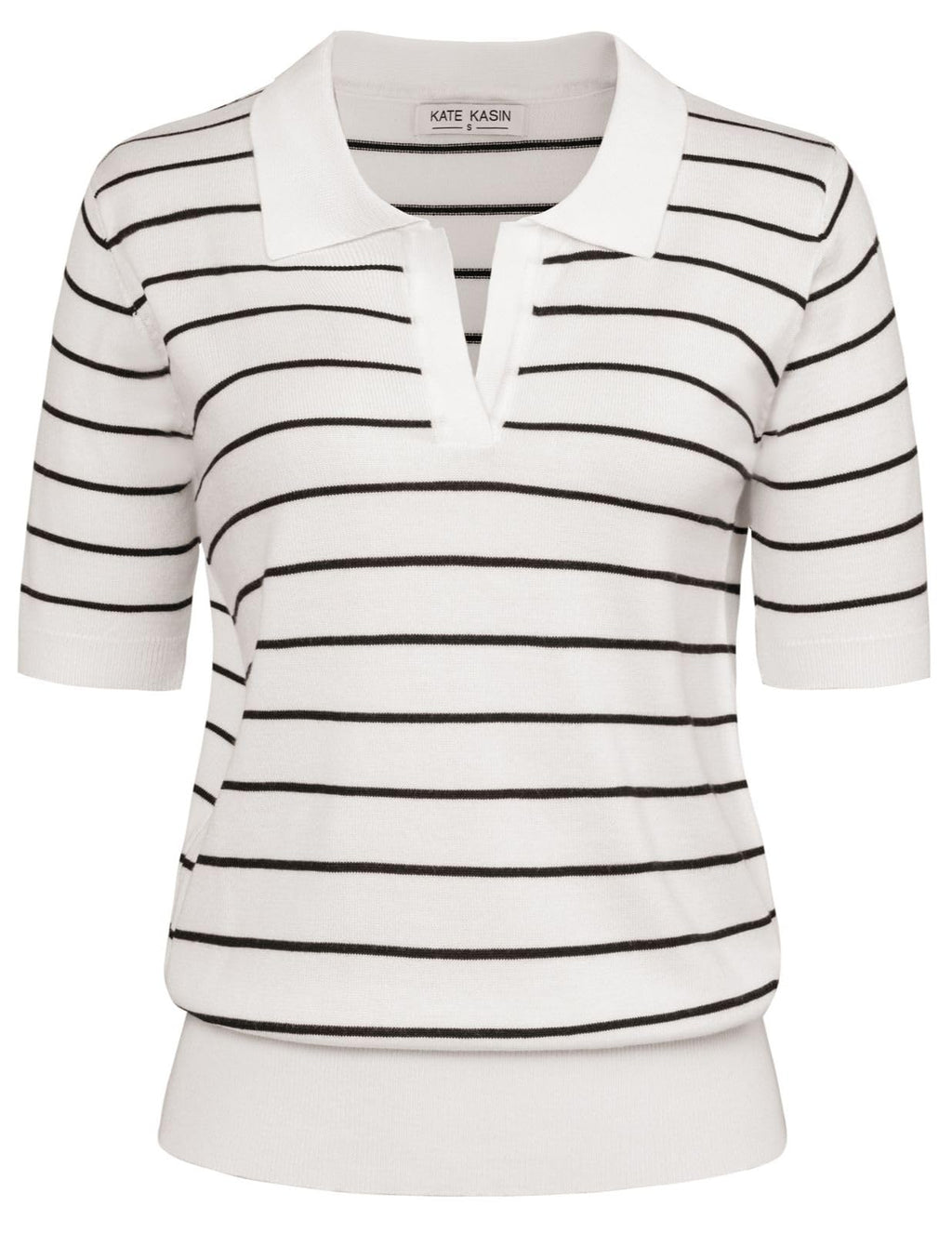 Women's Short Sleeve Classic V Neck Collared Casual Polo Sweater Tops