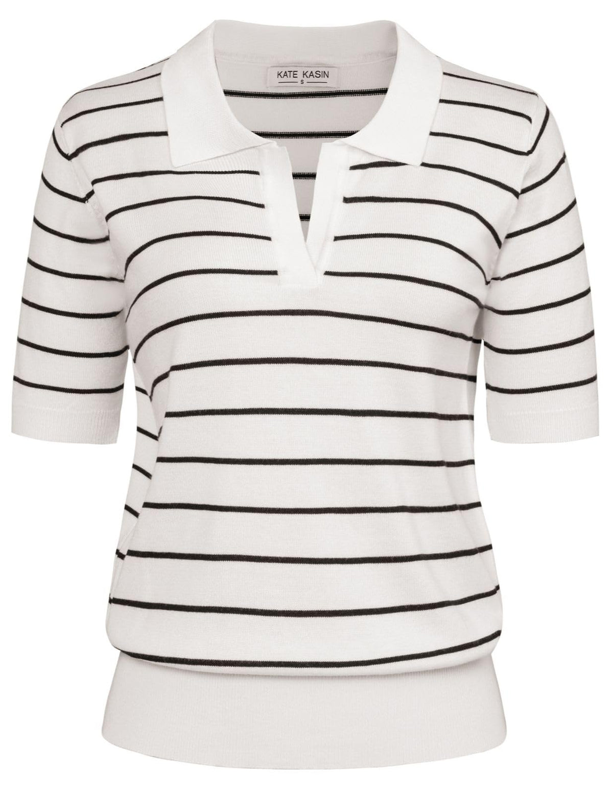 Women's Short Sleeve Classic V Neck Collared Casual Polo Sweater Tops
