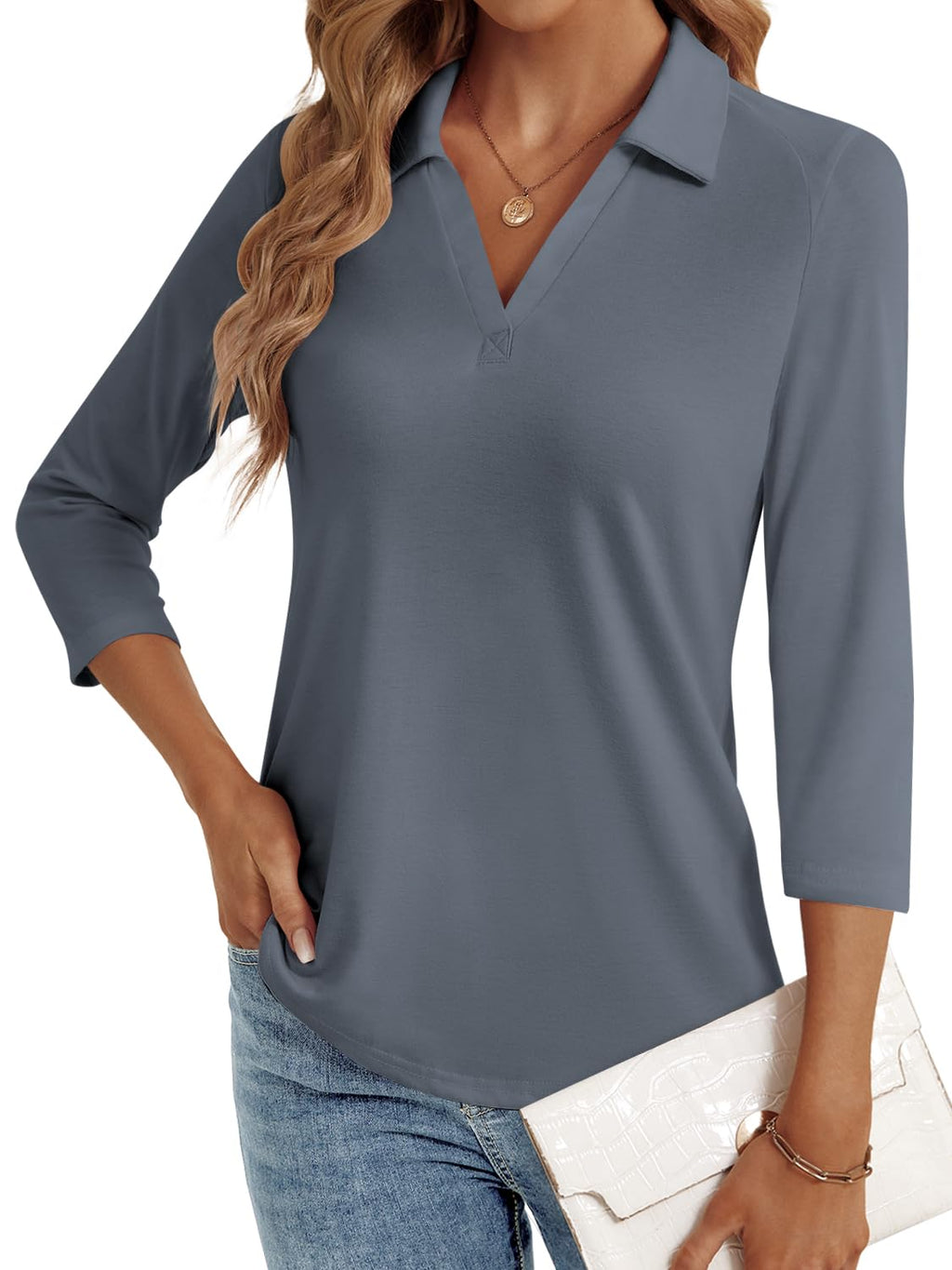 LYHIPSS 3/4 Length Sleeve Womens Tops Dressy Casual Business Blouses