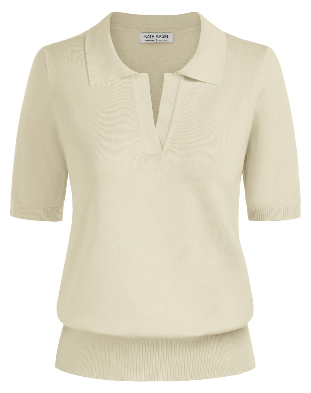 Women's Short Sleeve Classic V Neck Collared Casual Polo Sweater Tops