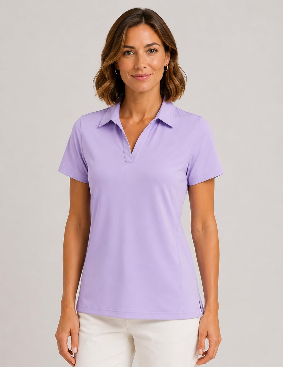 3 Pack Women's Dry Fit V-Neck Polo Shirts