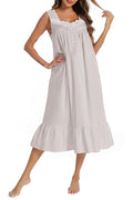 AVIIER 100% Cotton Nightgowns for Women Sleeveless Sleep Dress Ladies Gowns Sleepwear with Pockets