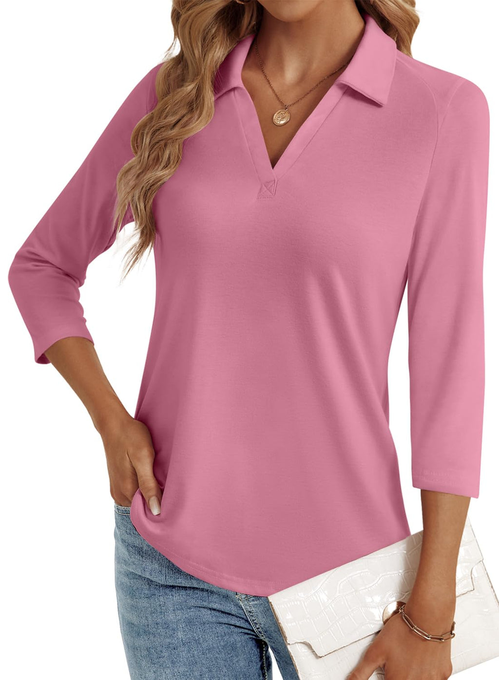 LYHIPSS 3/4 Length Sleeve Womens Tops Dressy Casual Business Blouses