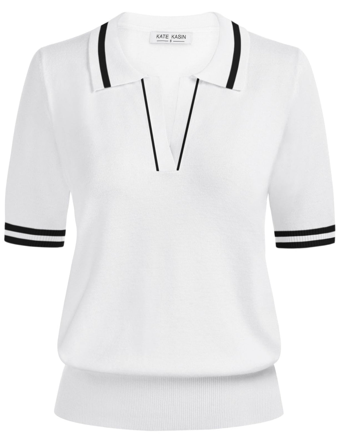 Women's Short Sleeve Classic V Neck Collared Casual Polo Sweater Tops