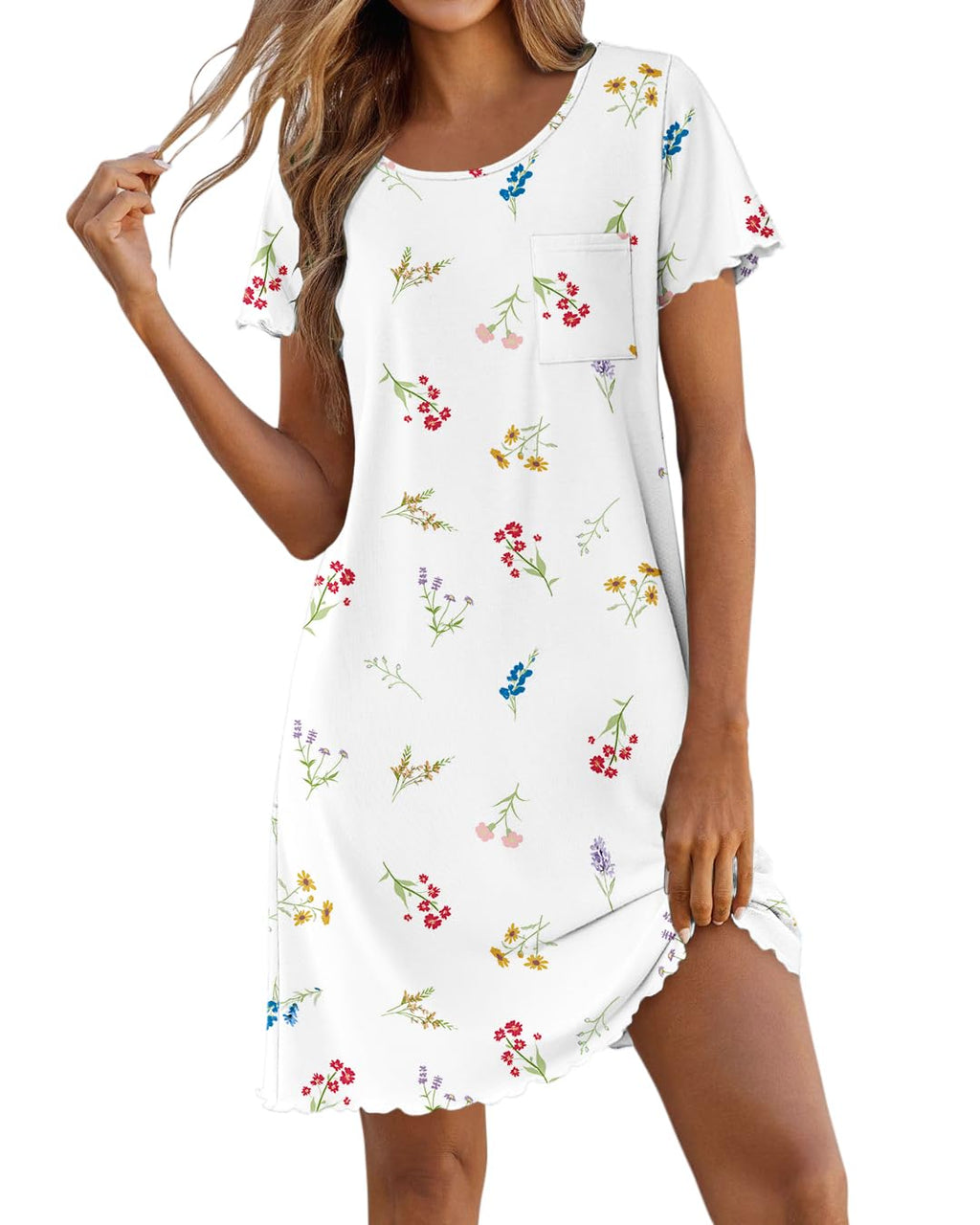 Ekouaer Bamboo Viscose Sleep Shirts for Women Short Sleeve Nightgowns