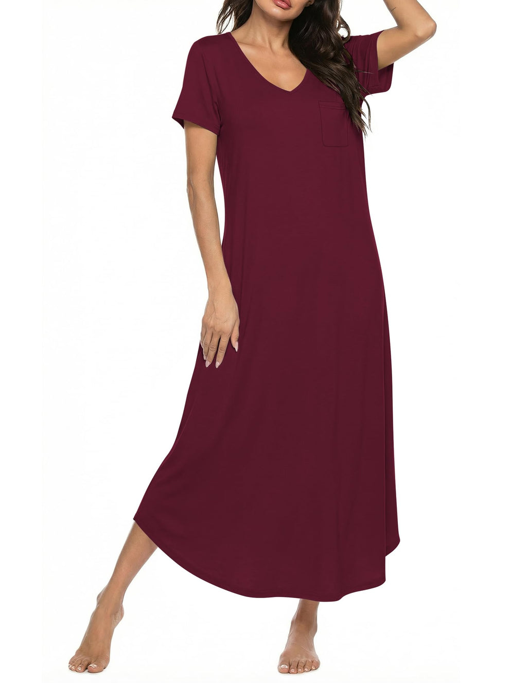 Ekouaer Long Nightgowns for Women Bamboo Viscose Short Sleeve Sleepshirt