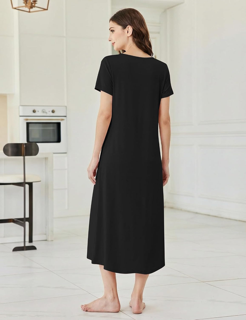 Ekouaer Long Nightgowns for Women Bamboo Viscose Short Sleeve Sleepshirt