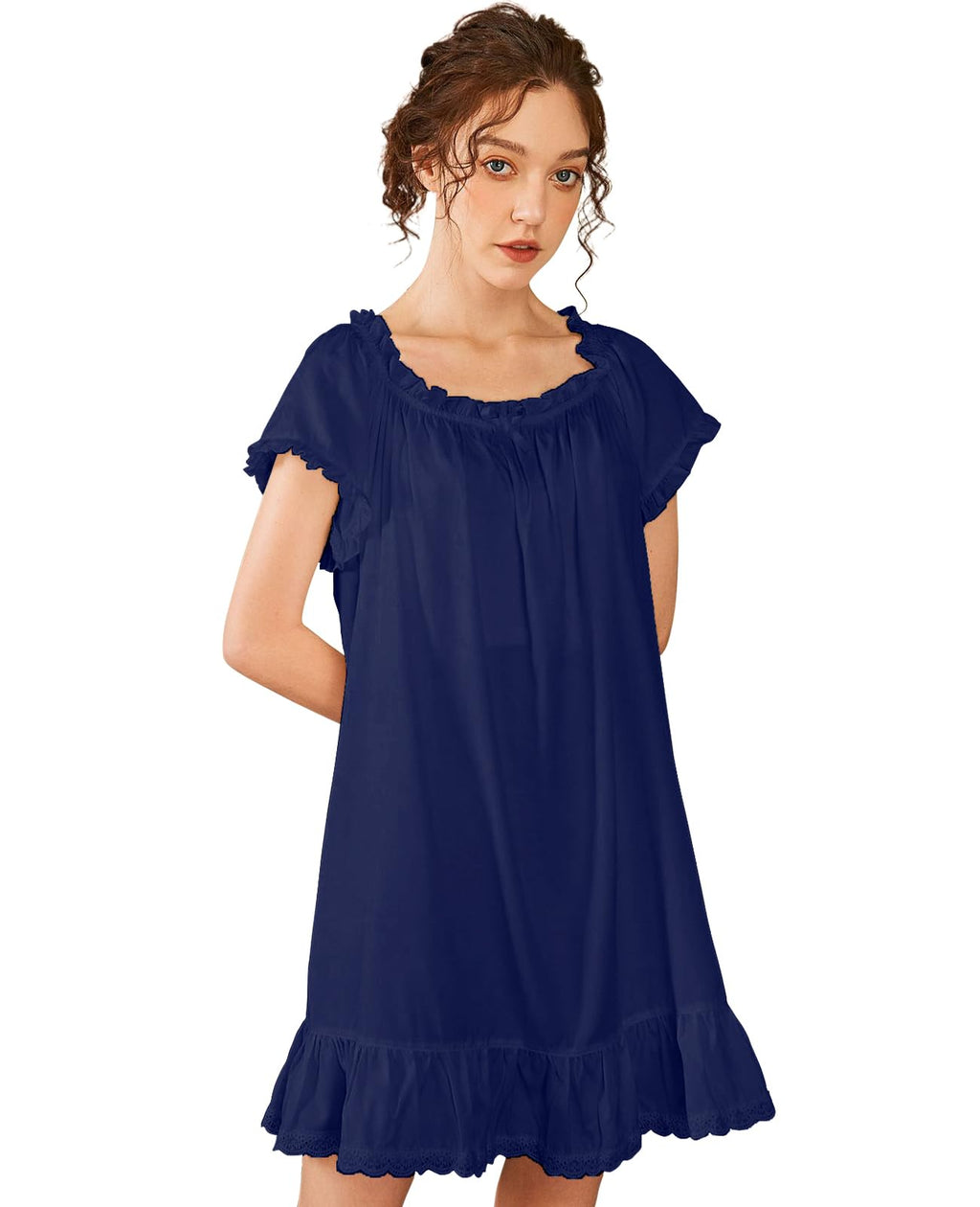Nanxson Women's Cotton Nightgown Short Sleeve Sleepwear Vintage Nightshirt