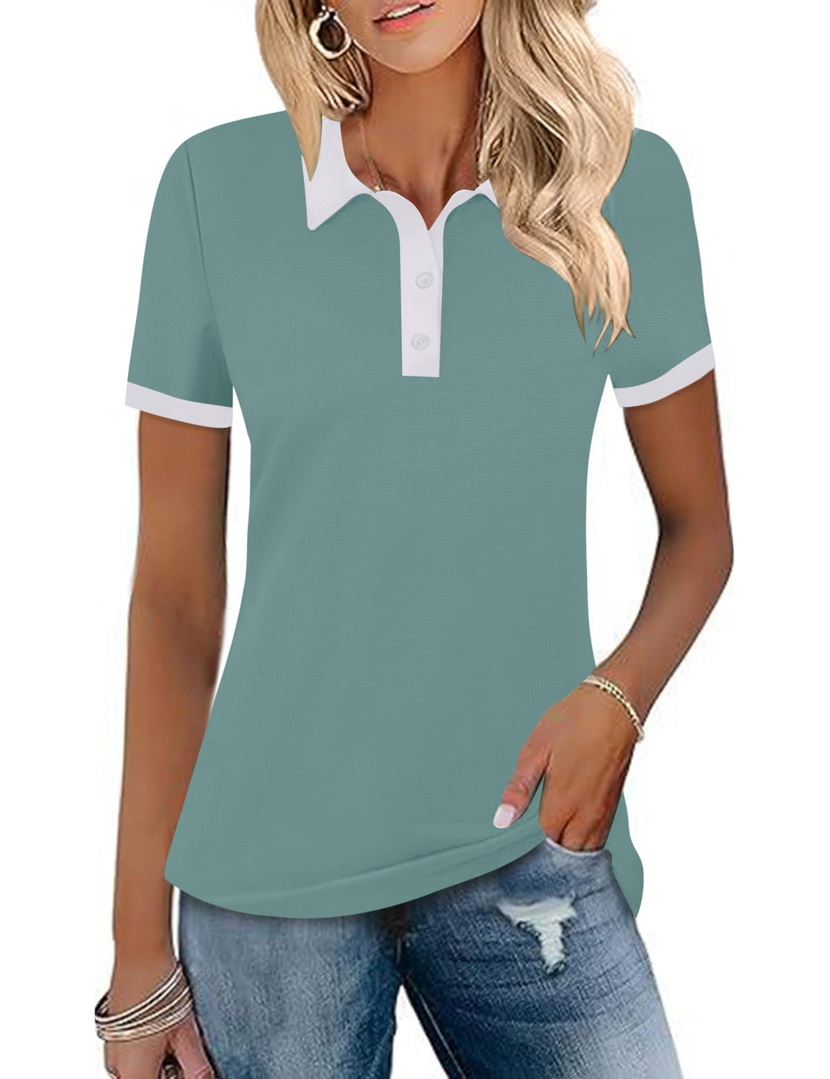 LOMON Womens Golf Polo Shirts Short Sleeve Collared Tops Tennis Activewear