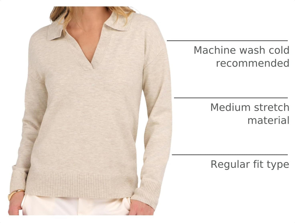 ANRABESS Women Polo V Neck Lightweight Fall Sweaters