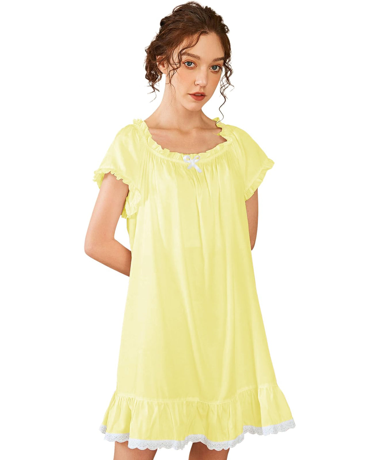 Nanxson Women's Cotton Nightgown Short Sleeve Sleepwear Vintage Nightshirt