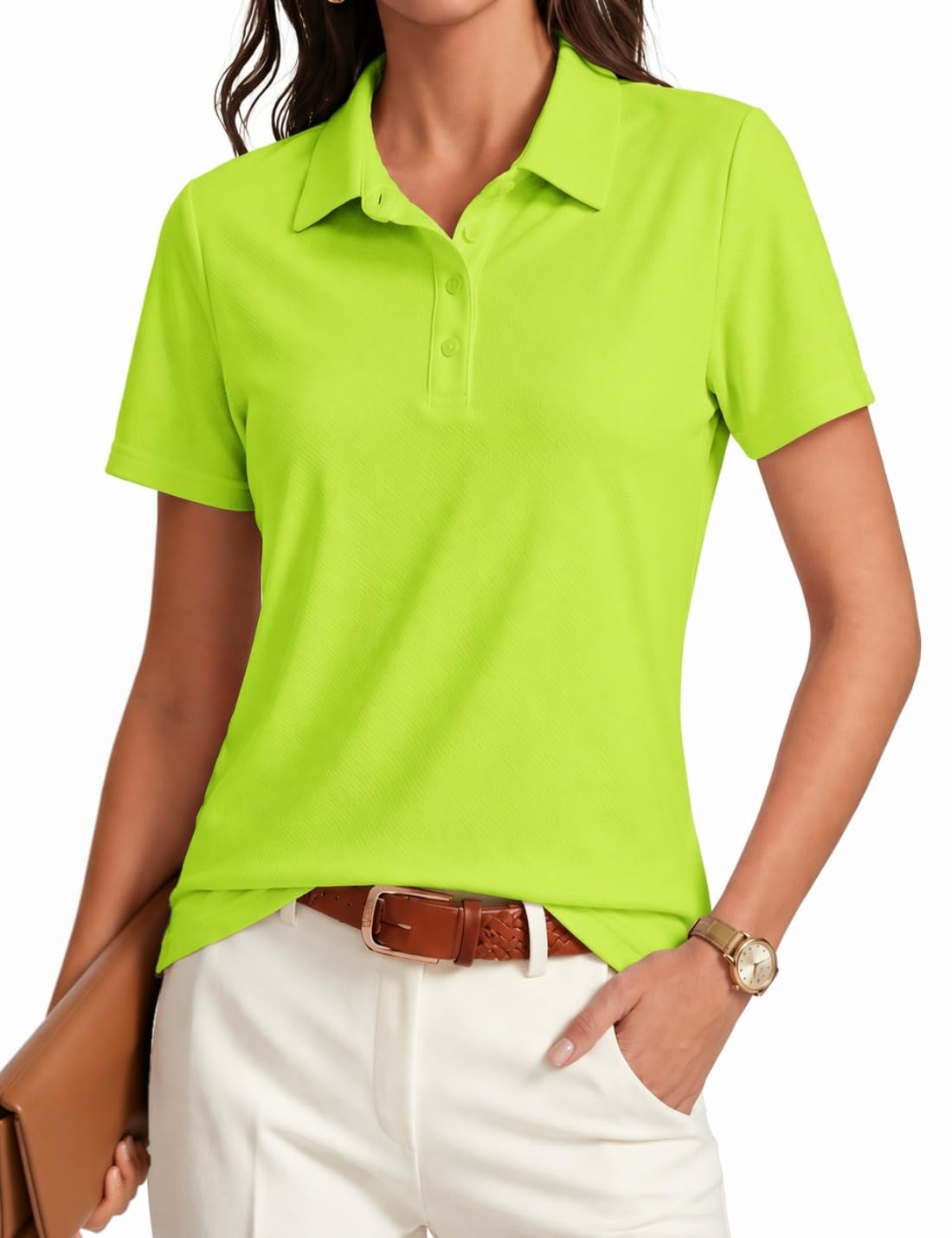 PINSPARK Womens Golf Shirt 4-Button UPF 50+ Quick Dry Collared Polo Shirts