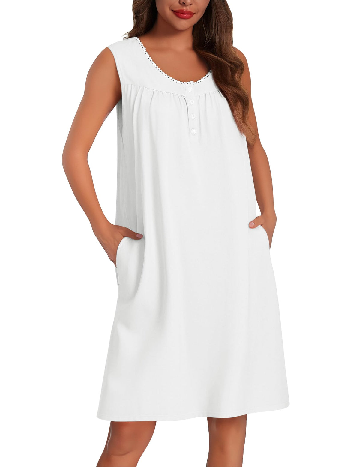 Ekouaer Cotton Nightgowns for Women Tank Sleeveless Night Gowns
