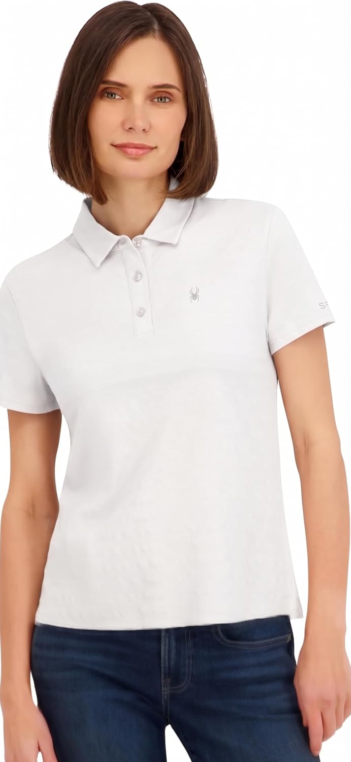 Spyder Women's Jacquard Stripe Short Sleeve Polo Top