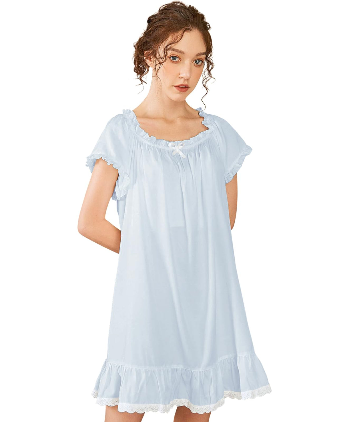 Nanxson Women's Cotton Nightgown Short Sleeve Sleepwear Vintage Nightshirt