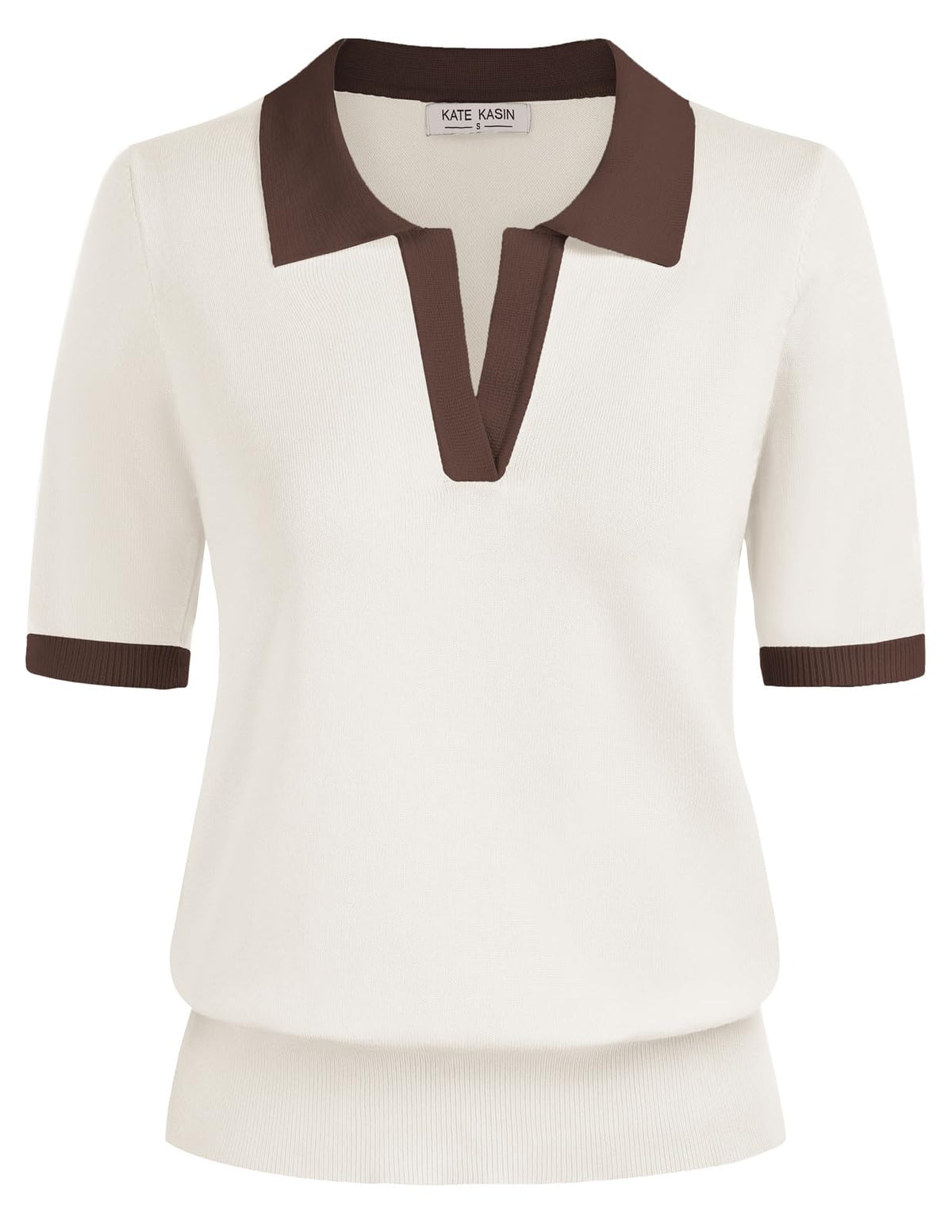 Women's Short Sleeve Classic V Neck Collared Casual Polo Sweater Tops