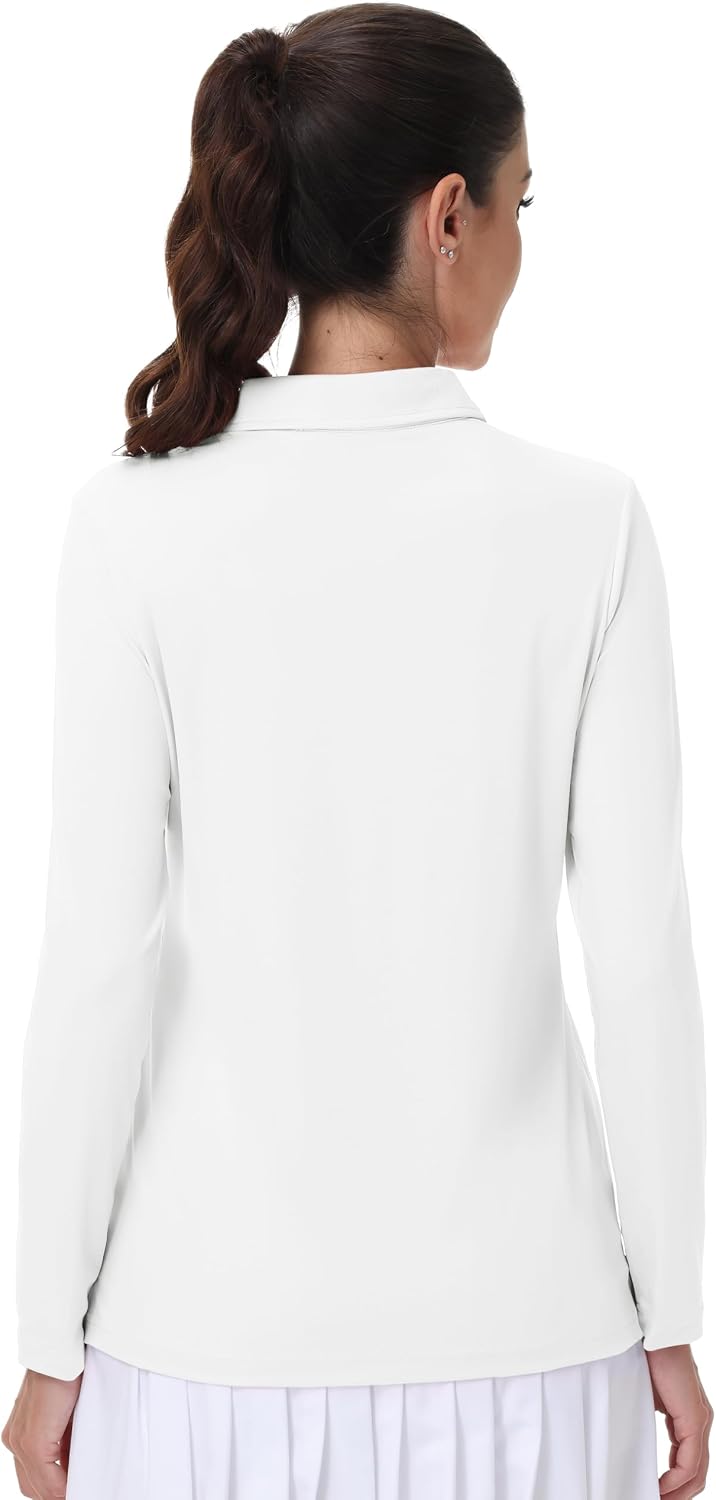 MAGCOMSEN Long Sleeve Polo Shirts for Women Golf Tops with Collar Work