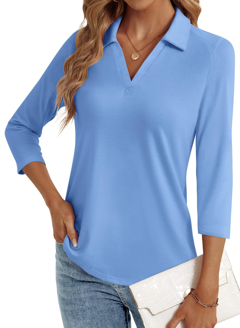 LYHIPSS 3/4 Length Sleeve Womens Tops Dressy Casual Business Blouses
