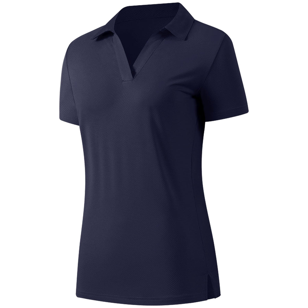 Womens Polo Shirts Short Sleeve V Neck Business Casual Work Tops Quick Dry UPF 50+ Sun Protection Golf Shirt Fitted Collared