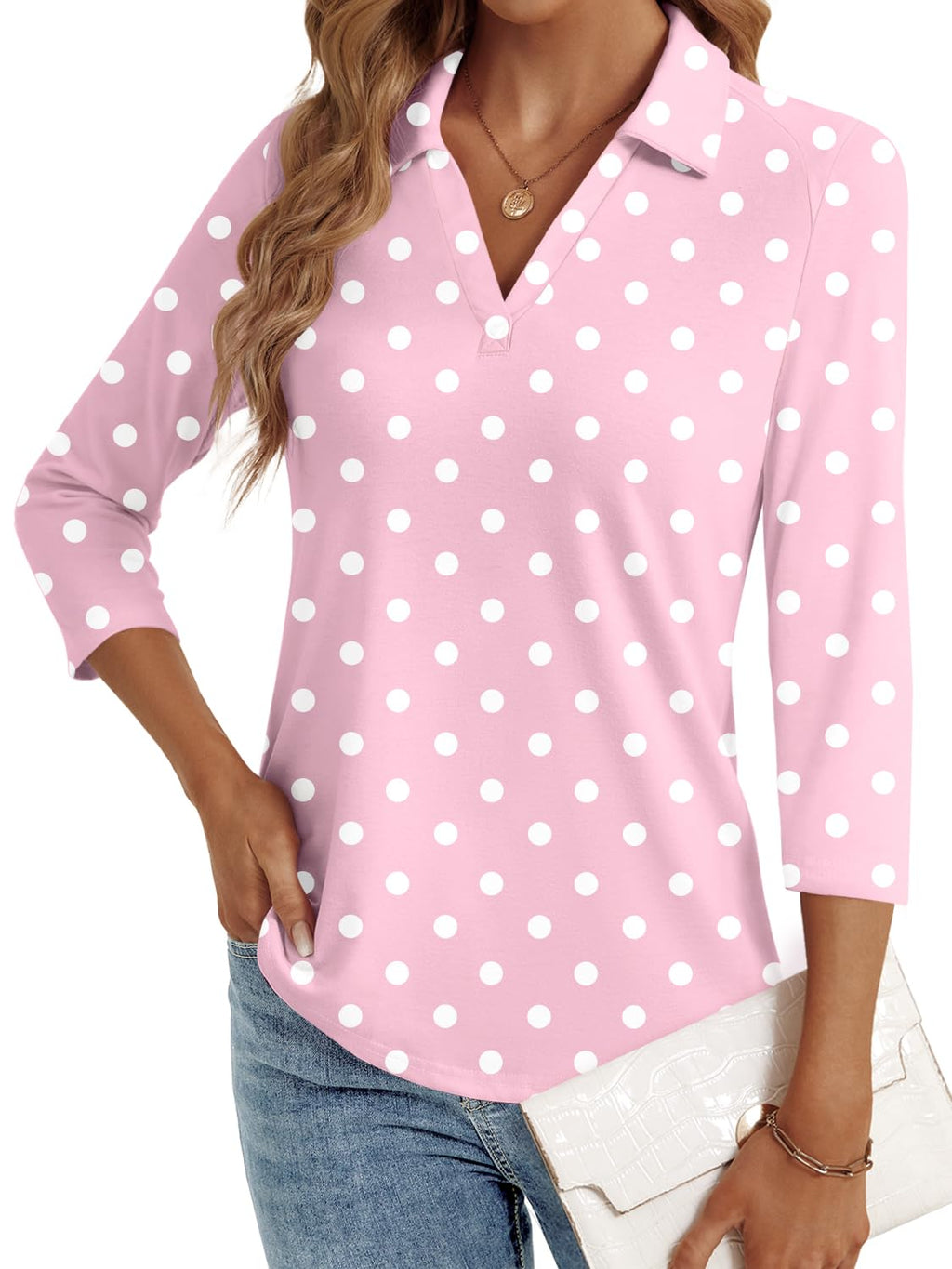 LYHIPSS 3/4 Length Sleeve Womens Tops Dressy Casual Business Blouses