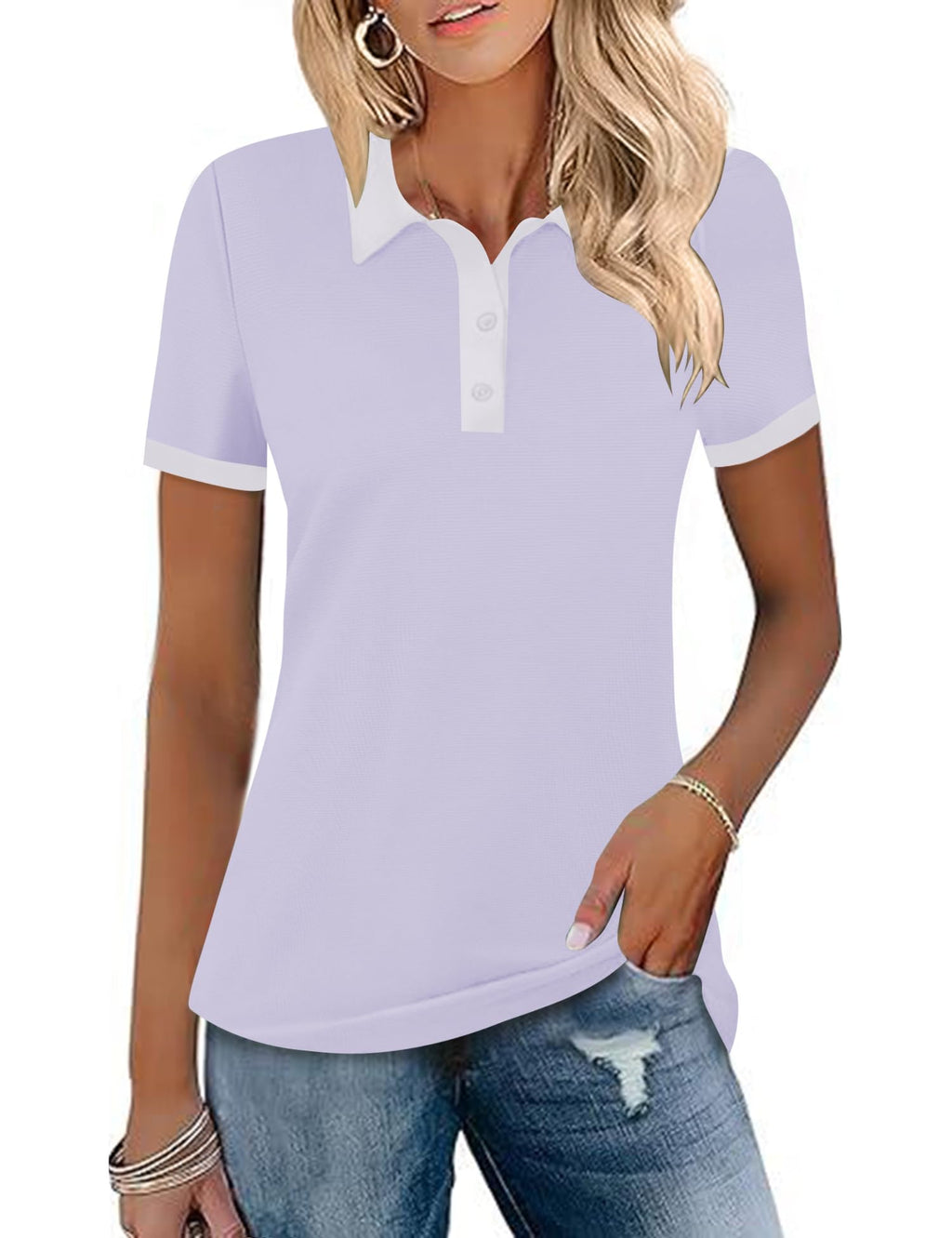 LOMON Womens Golf Polo Shirts Short Sleeve Collared Tops Tennis Activewear