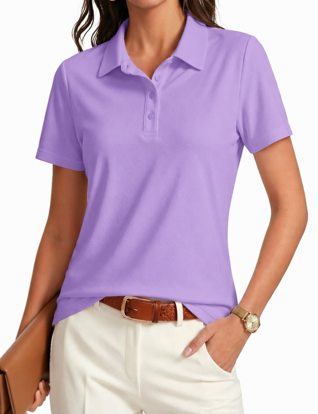 PINSPARK Womens Golf Shirt 4-Button UPF 50+ Quick Dry Collared Polo Shirts