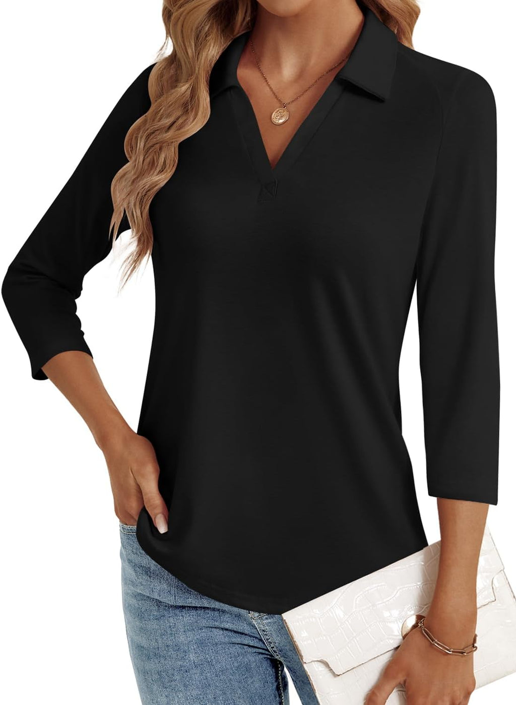 LYHIPSS 3/4 Length Sleeve Womens Tops Dressy Casual Business Blouses