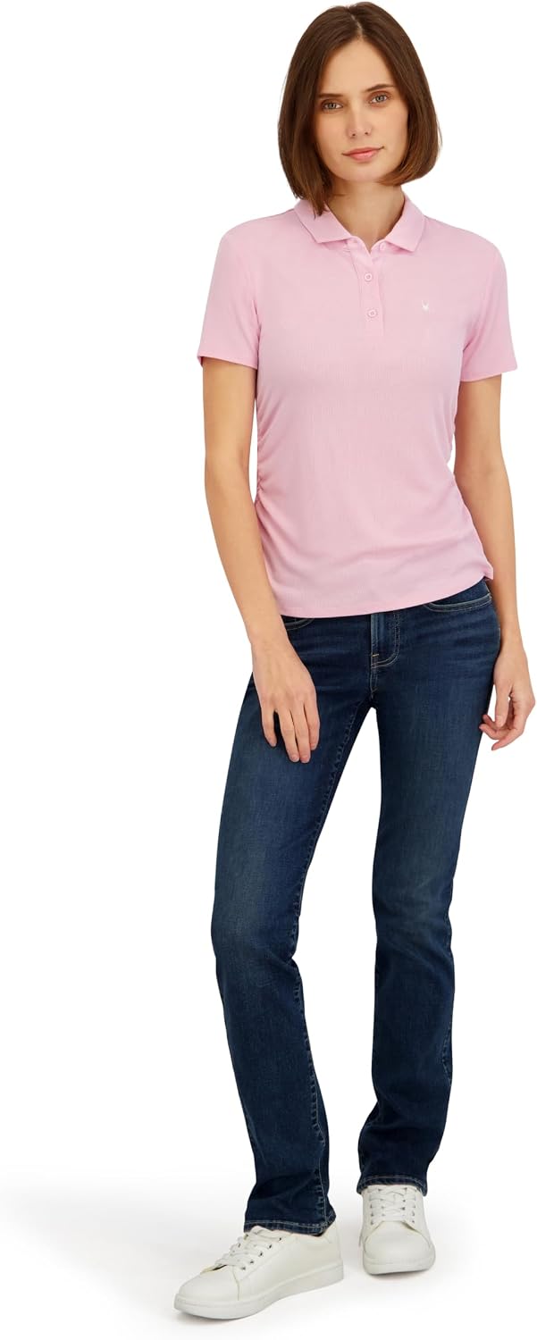 Spyder Women's Ribbed Jersey Short Sleeve Polo Top