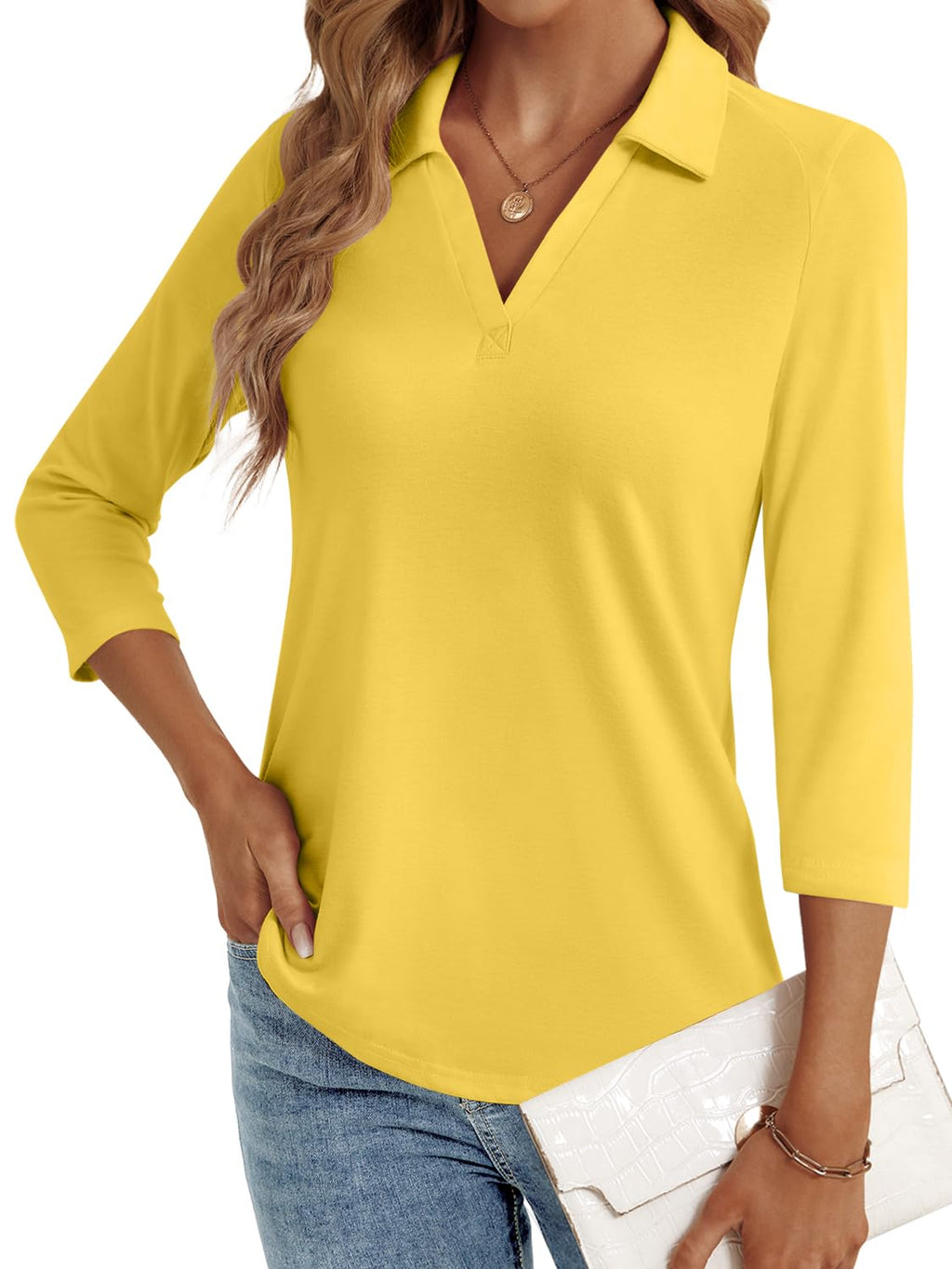 LYHIPSS 3/4 Length Sleeve Womens Tops Dressy Casual Business Blouses