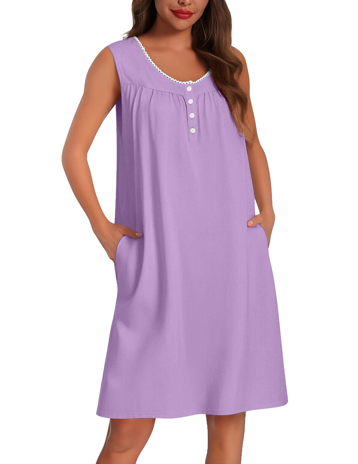 Ekouaer Cotton Nightgowns for Women Tank Sleeveless Night Gowns
