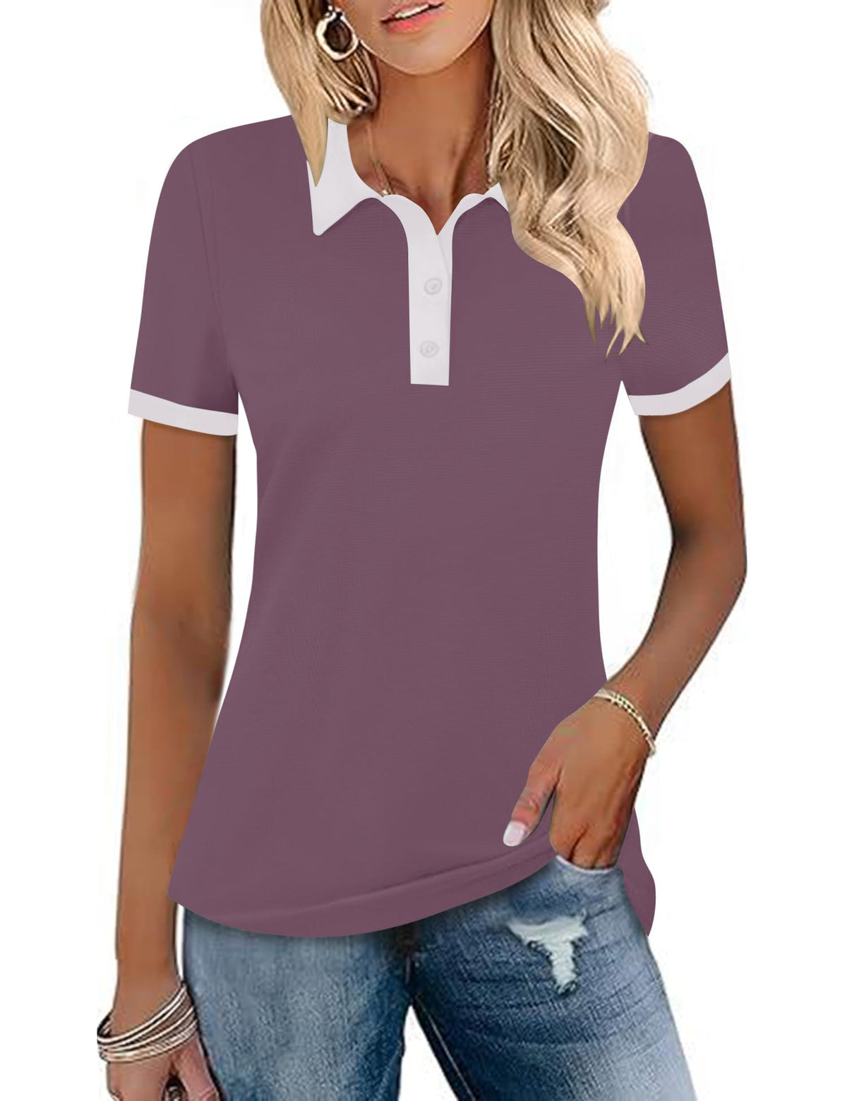 LOMON Womens Golf Polo Shirts Short Sleeve Collared Tops Tennis Activewear