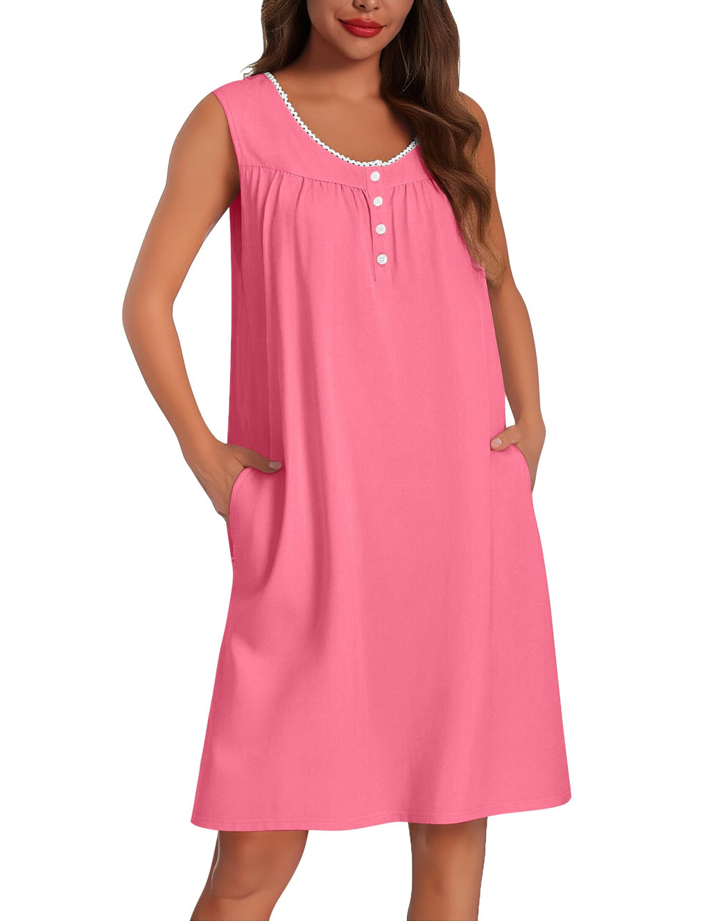 Ekouaer Cotton Nightgowns for Women Tank Sleeveless Night Gowns