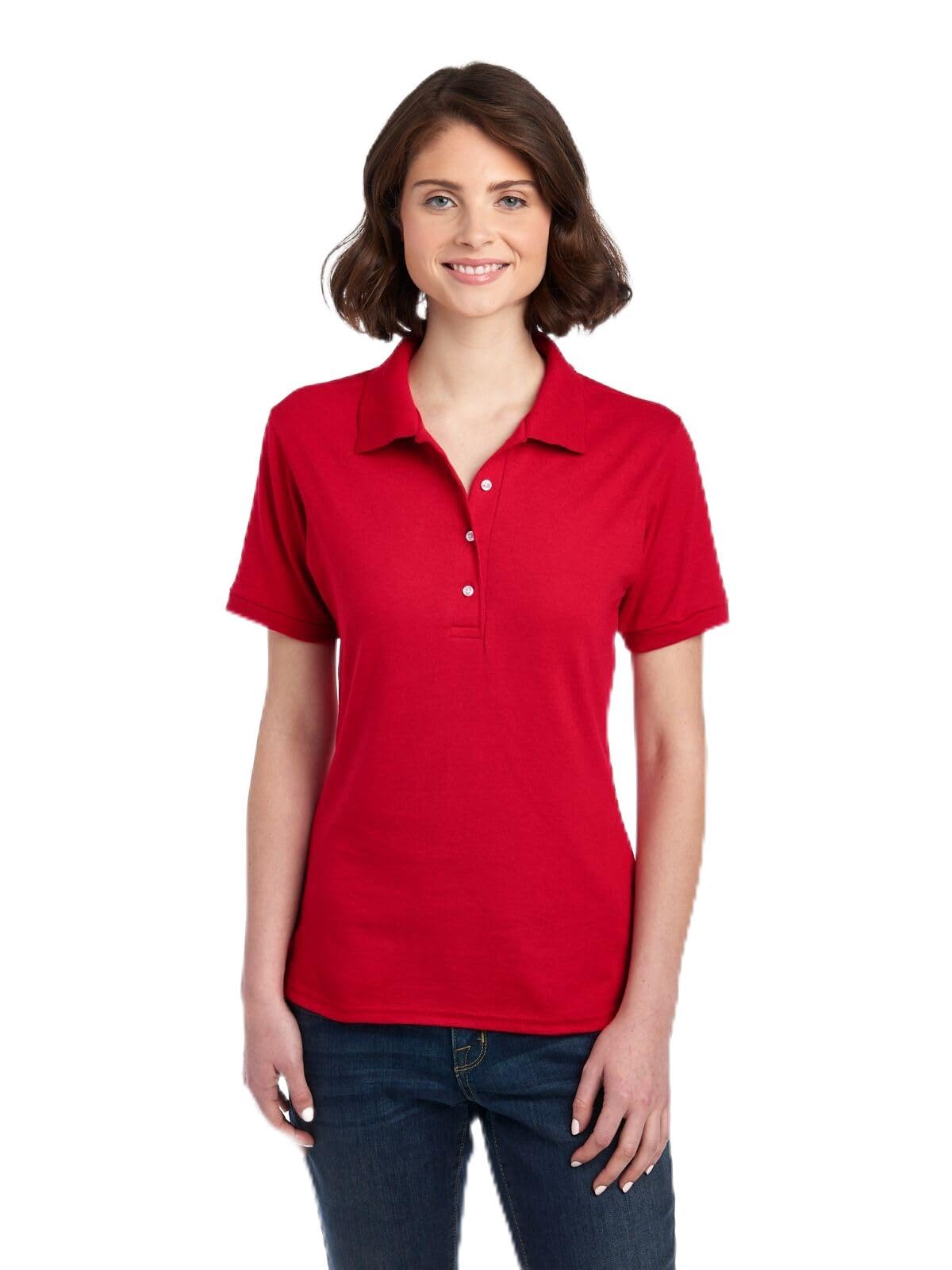Jerzees Women's Dri Power Cotton Blend Short Sleeve Polo Shirts, Moisture Wicking for All Day Comfort