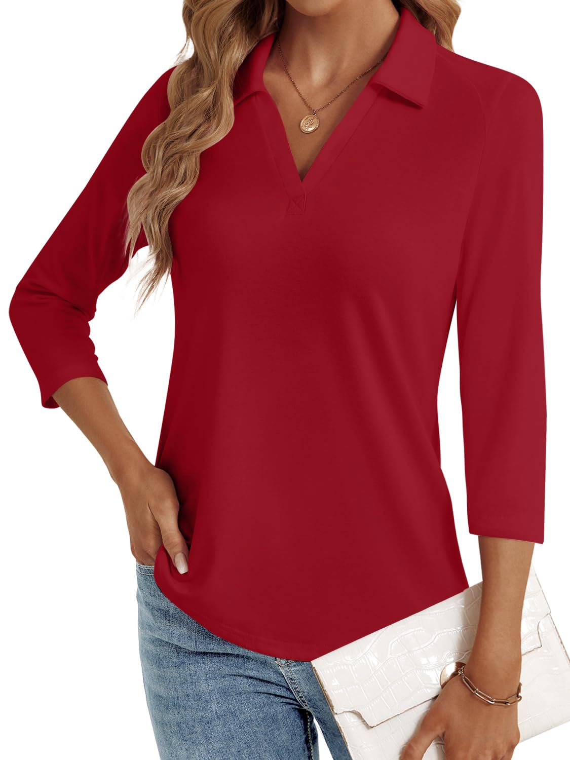 LYHIPSS 3/4 Length Sleeve Womens Tops Dressy Casual Business Blouses