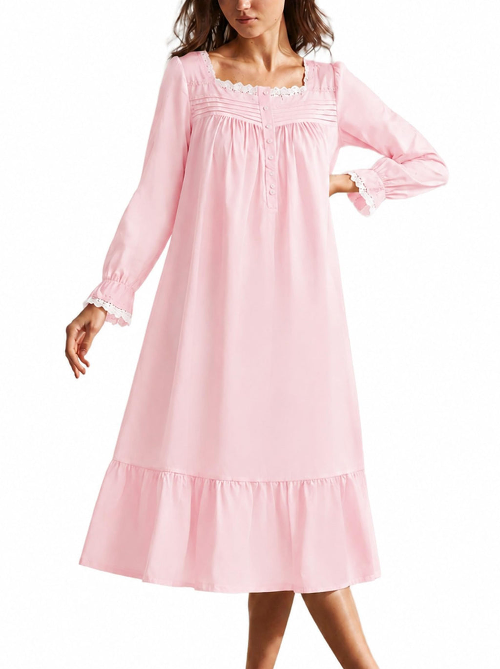 YOZLY Cotton Nightgowns for Women Embroidery Sleeveless Night Gown with Pockets S-XXXL